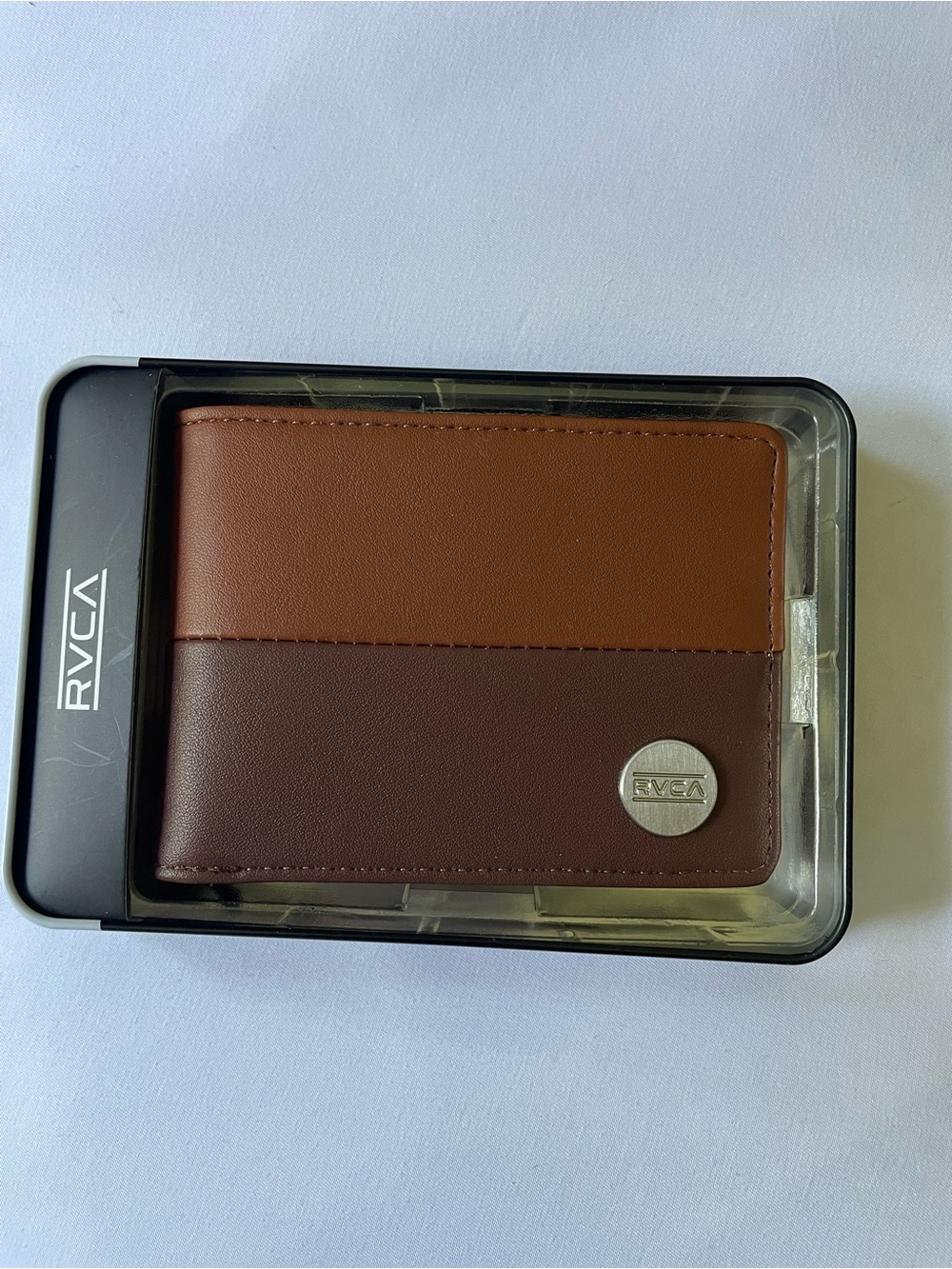 RVCA Two-Tone Brown & Dark Brown Card Holder Wallet